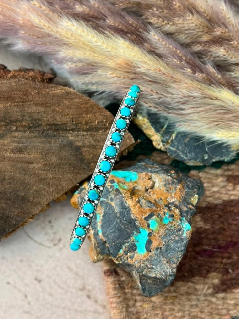 Handmade Sterling Silver Kingman Turquoise Cuff Bracelet Signed Nizhoni (2)